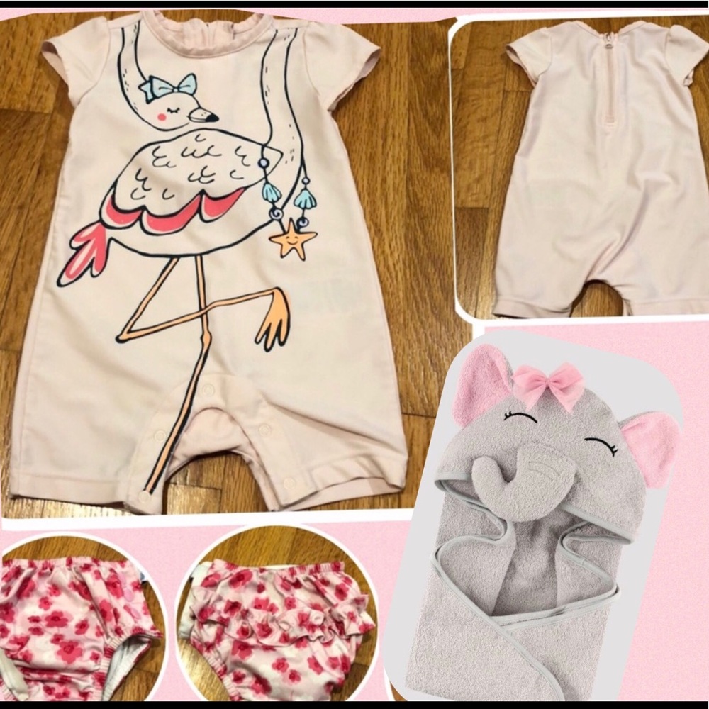 Bathing Suit, reusable Swim diaper, Hooded towel